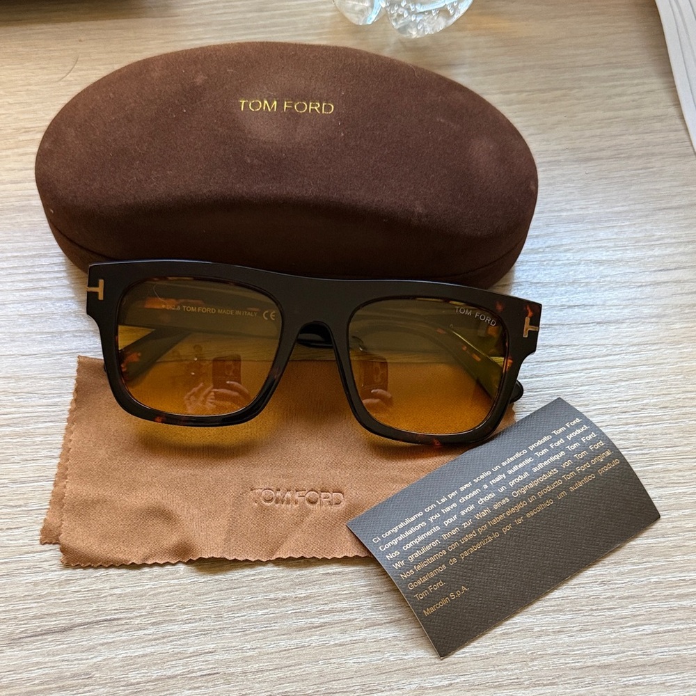 Tom Ford Black Frame Sunglasses with Amber Lenses